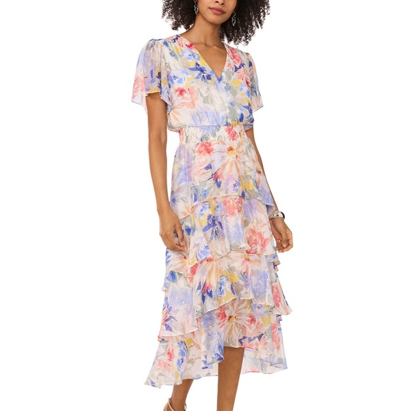 Vince Camuto
Women's Floral-Print Flutter-Sleeve Tiered Midi Dress - Picture 1 of 1